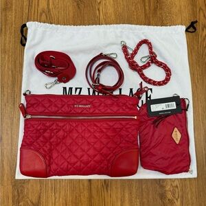 MZ Wallace Crosby Crossbody bag- 3 interchangeable straps. Red